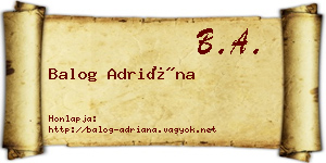 Balog Adriána névjegykártya